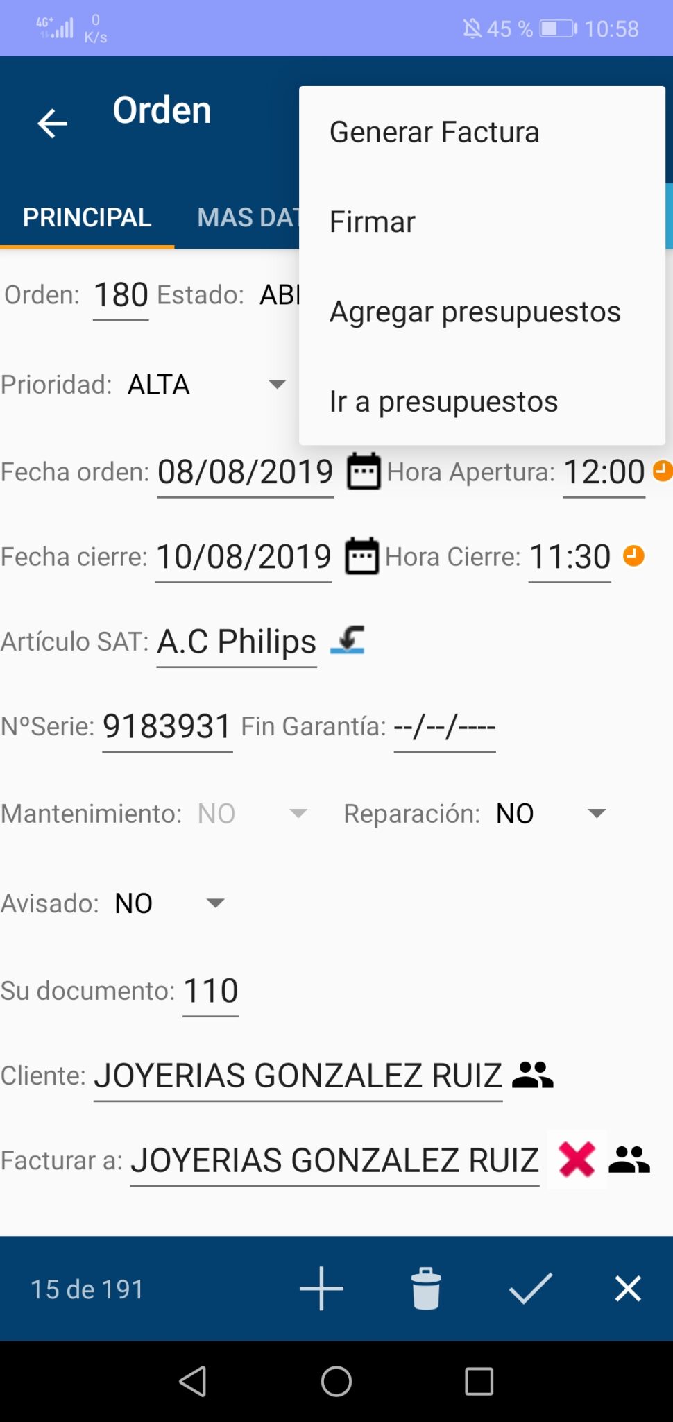 ERP SAT para servicios técnicos