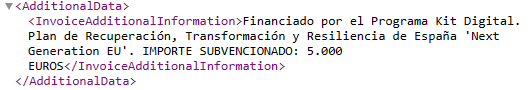 Información adicional de la FacturaE