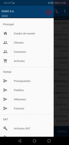menú principal app mygestión