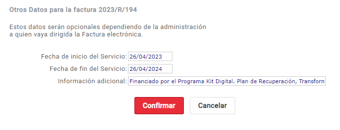 Nuevos campos facturaE